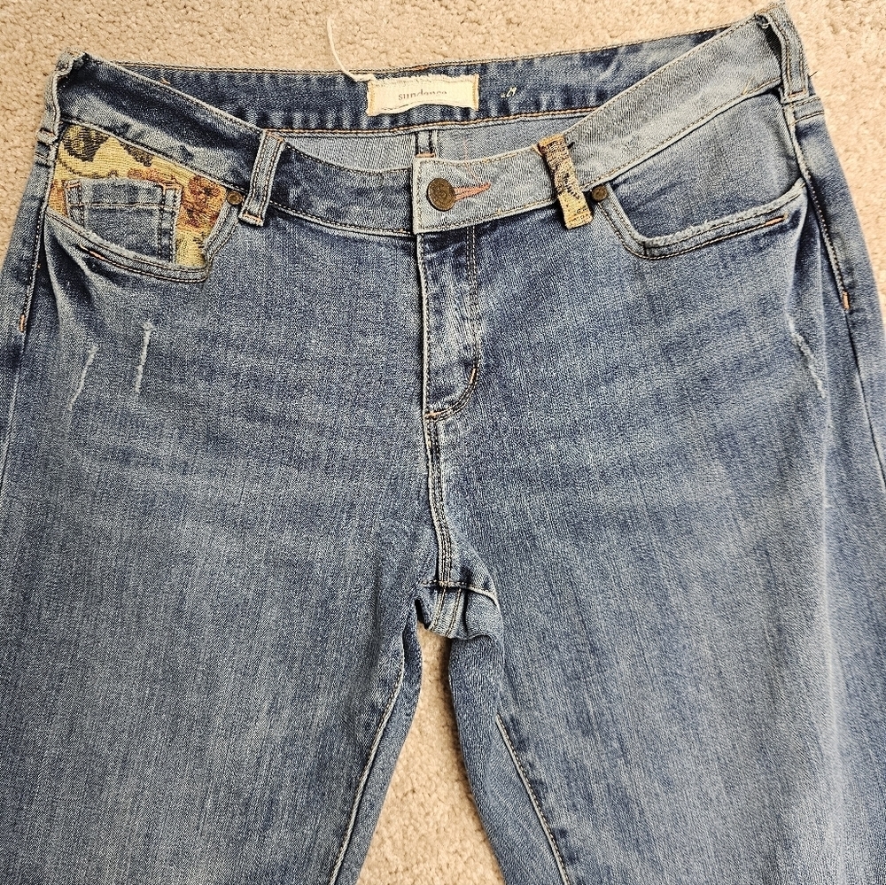 Sundance Tapestry Boho Jean Women's size 29 Low Rise Straight Leg Jean 30" L - Picture 5 of 11